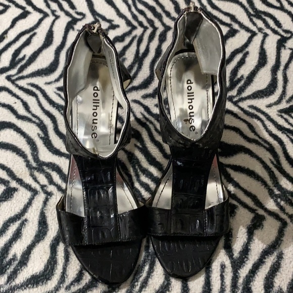Dollhouse zip up open toe 4inch black heels size 8 - Picture 2 of 7